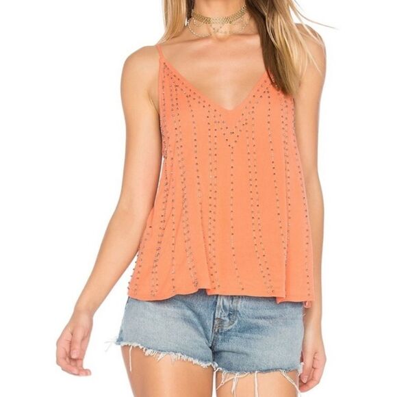 Free People Coral Beaded Embellished Oversized Sleeveless Tank Top M - Picture 1 of 14